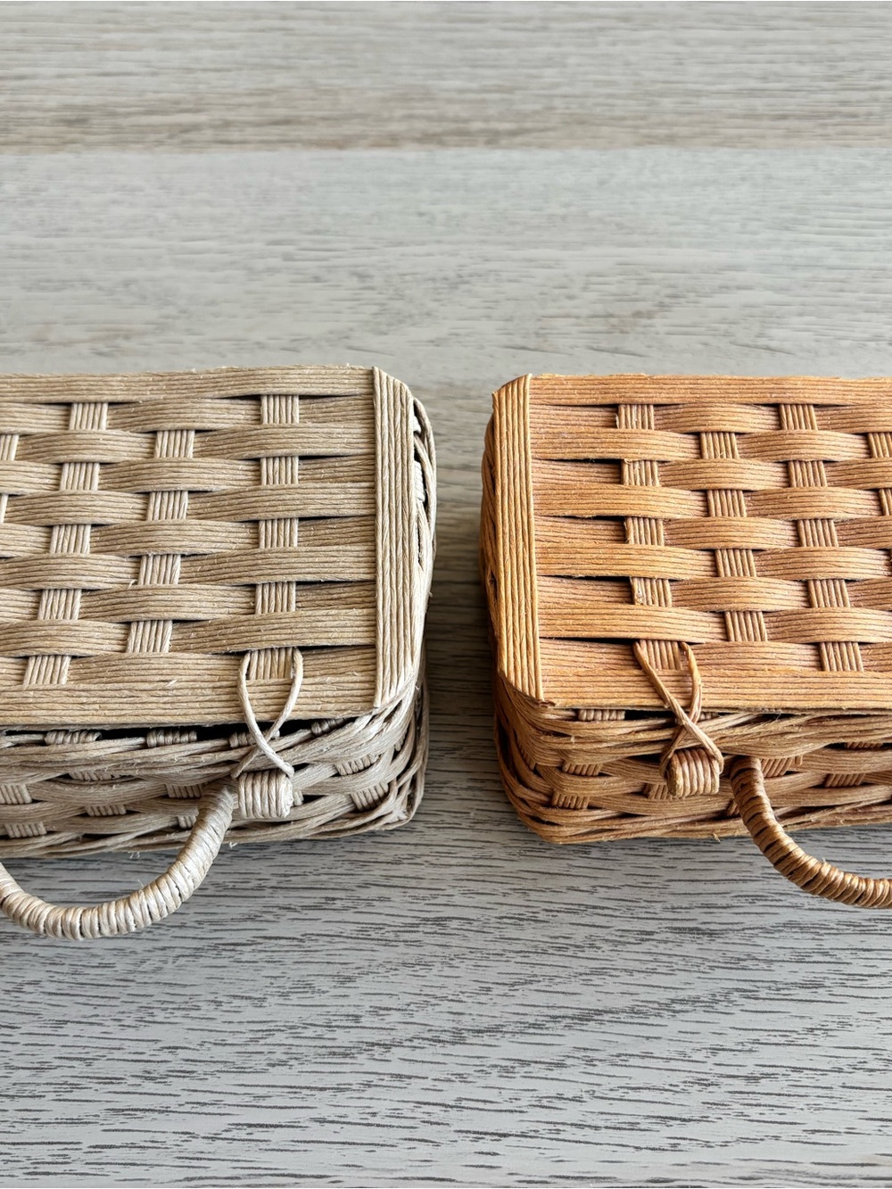 Two Woven Baskets with Handles